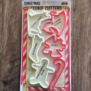 Vintage Wecolite Christmas Plastic Cut Out Cookie Cutters Set of 6 NEW